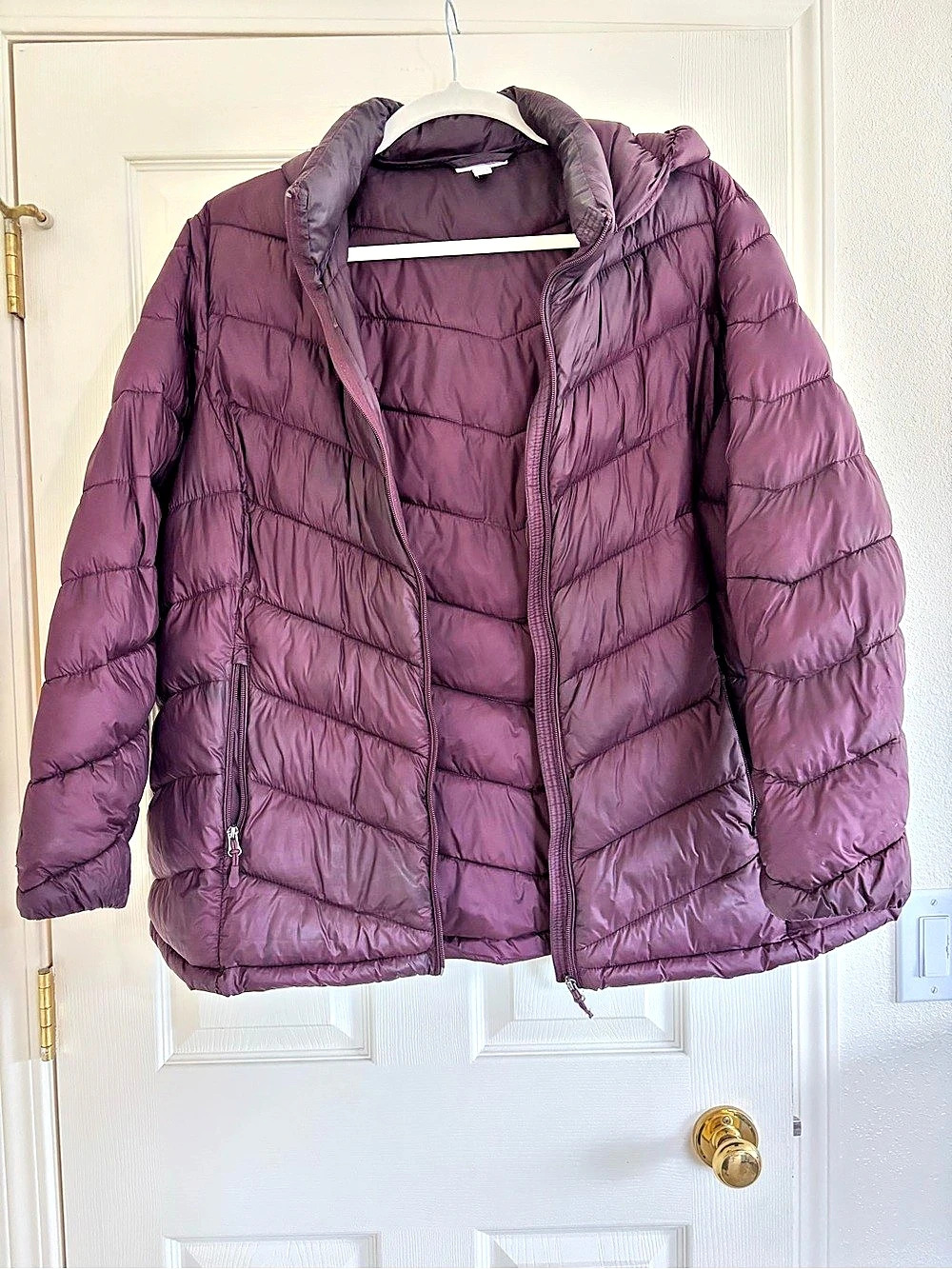Charter Club Packable Hooded Puffer Coat Purple Size 3x